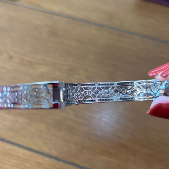 Ladies Sapphire & Diamond Sterling Silver Antique Style Bangle Bracelet - Picture 6 of 8